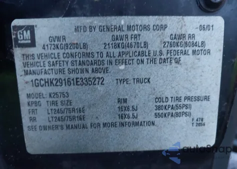 2001 Chevrolet Silverado 2500Hd Ls z USA, uszkodzony, nr VIN 1GCHK29161E335272